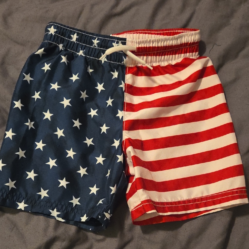Kids Swim Shorts - Red, White, and Blue